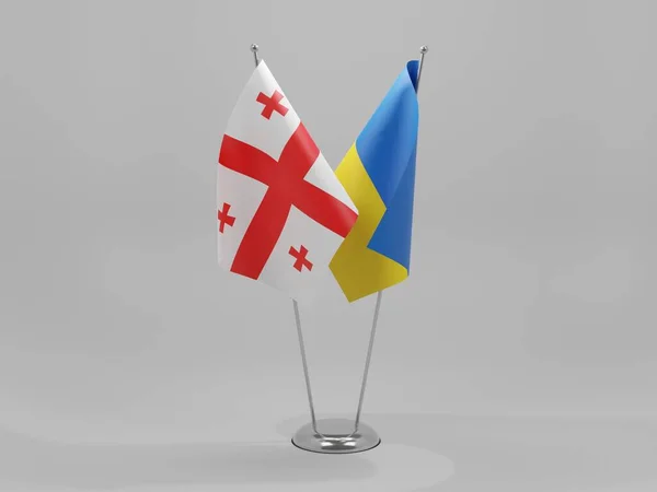 Ukraine Géorgie Drapeaux Coopération Fond Blanc Render — Photo