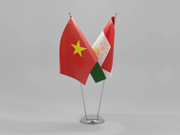 Tajiquistão Bandeiras Cooperação Vietnã Fundo Branco Render — Fotografia de Stock