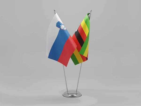 Zimbabue Eslovenia Banderas Cooperación Fondo Blanco Render —  Fotos de Stock