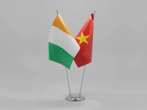 Vietnam Cote Evoire Együttműködési Zászlók Fehér Háttér Render — Stock Fotó