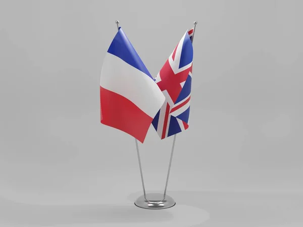 Reino Unido França Bandeiras Cooperação Fundo Branco Render — Fotografia de Stock