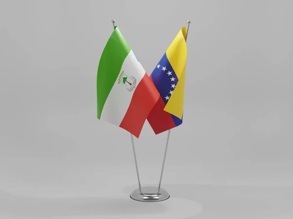 Venezuela Drapeaux Coopération Guinée Équatoriale Fond Blanc Render — Photo