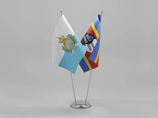 Svazijsko San Marino Kooperace Vlajky Bílé Pozadí Vykreslování — Stock fotografie