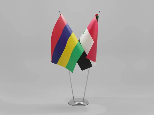 Sudan Mauritius Flaggor För Samarbete Vit Bakgrund Render — Stockfoto