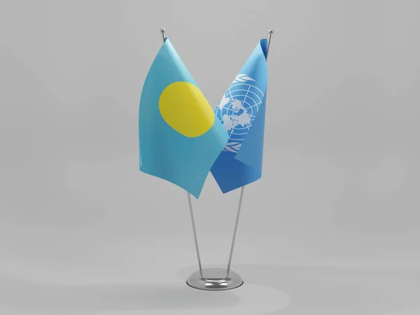 Nações Unidas Bandeiras Cooperação Palau Fundo Branco Render — Fotografia de Stock