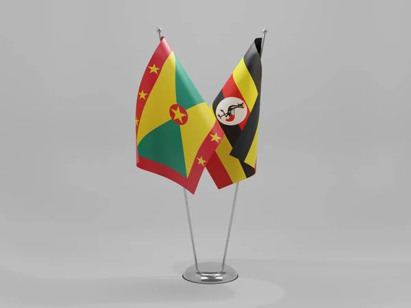 Uganda Grenada Cooperation Flags White Background Render — Stock Photo, Image