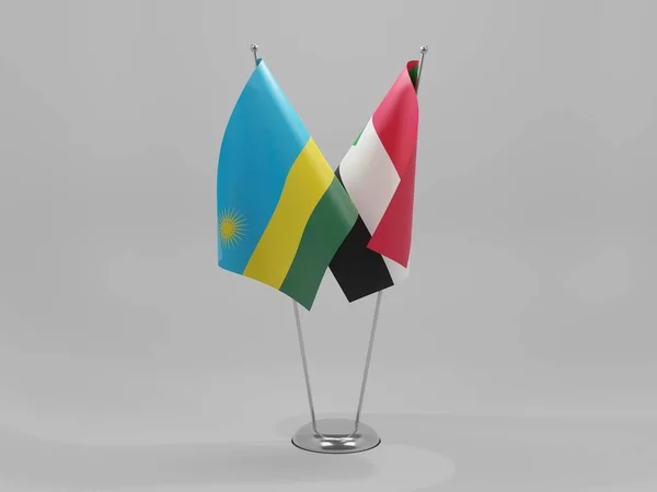 Sudán Banderas Cooperación Ruanda Fondo Blanco Render —  Fotos de Stock