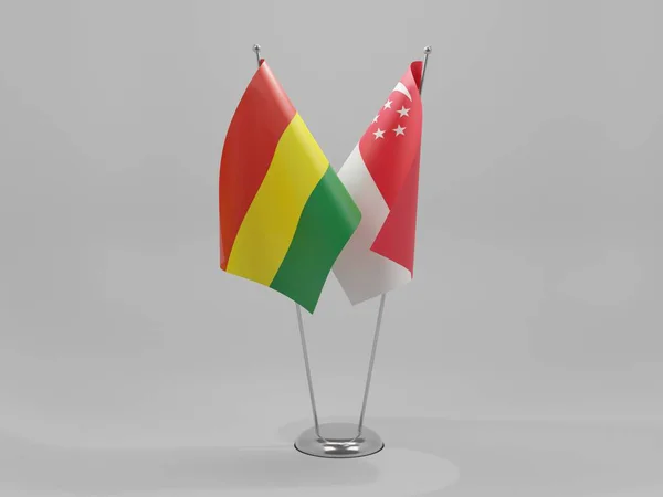 Banderas Cooperación Singapur Bolivia Fondo Blanco Render — Foto de Stock