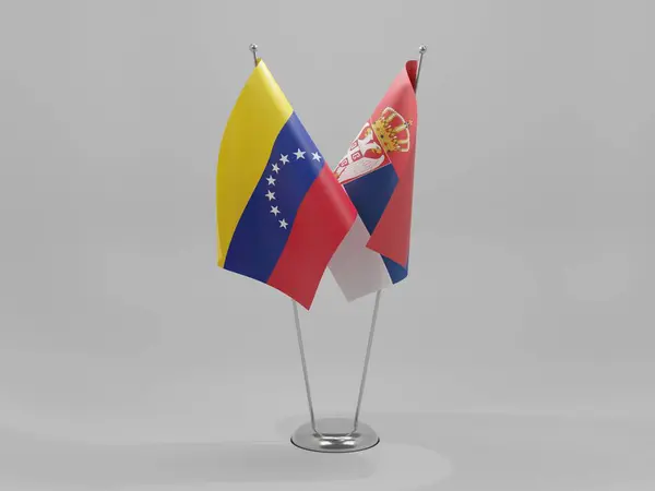 Serbia Venezuela Banderas Cooperación Fondo Blanco Render — Foto de Stock