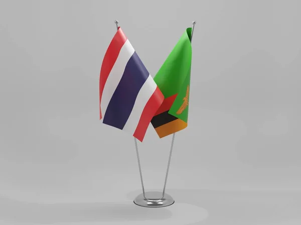 赞比亚 泰国合作旗 白色背景 3D渲染 — 图库照片