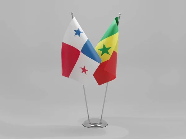 Szenegál Panama Együttműködési Zászlók Fehér Háttér Render — Stock Fotó