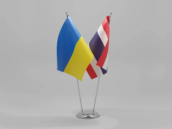 Таїланд Україна Прапори Співпраці Біле Тло Рендер — стокове фото