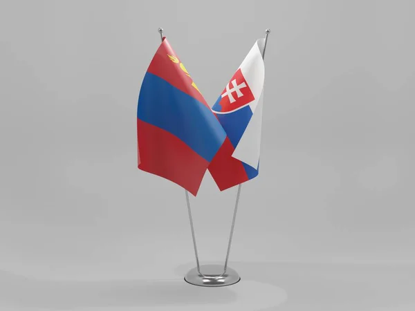 Slovakia Mongolia Cooperation Flags White Background Render — 스톡 사진