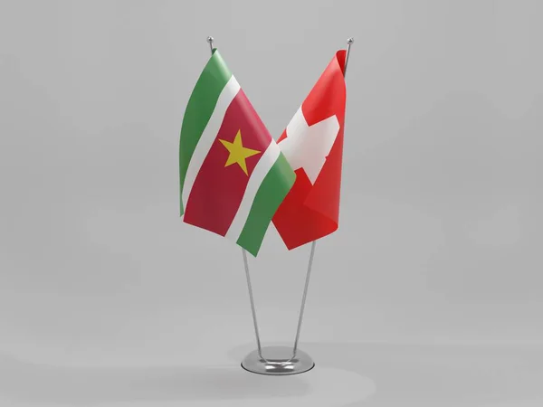 Svájc Suriname Együttműködési Zászlók Fehér Háttér Render — Stock Fotó
