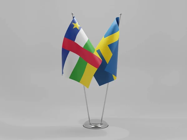 Sweden Central African Republic Cooperation Flags White Background Render — Stock Photo, Image