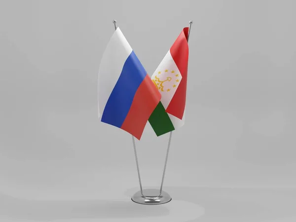 Drapeaux Coopération Tadjikistan Russie Fond Blanc Render — Photo