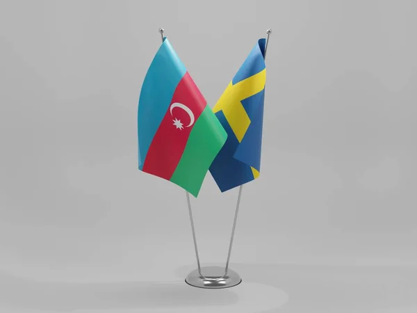 Suède Azerbaïdjan Drapeaux Coopération Fond Blanc Render — Photo