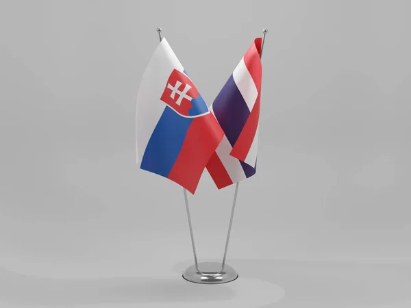 Thailand Slovakien Samarbetsflaggor Vit Bakgrund Render — Stockfoto