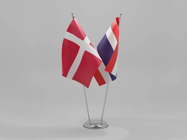 Tajlandia Dania Flagi Współpracy Białe Tło Render — Zdjęcie stockowe