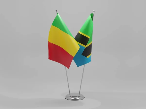 Tanzania Mali Flagi Współpracy Białe Tło Render — Zdjęcie stockowe
