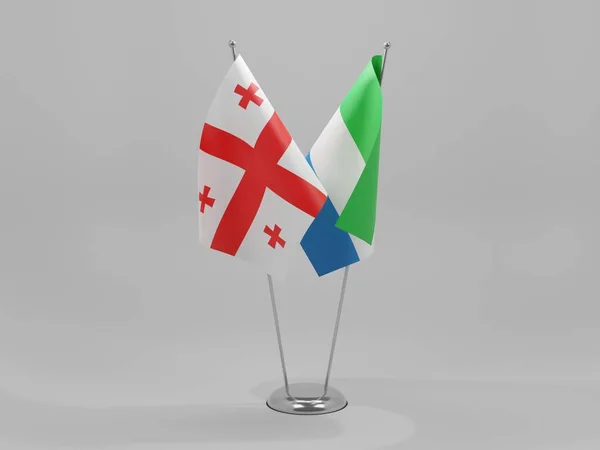 Sierra Leone Georgia Cooperation Flags White Background Render — Stock Photo, Image