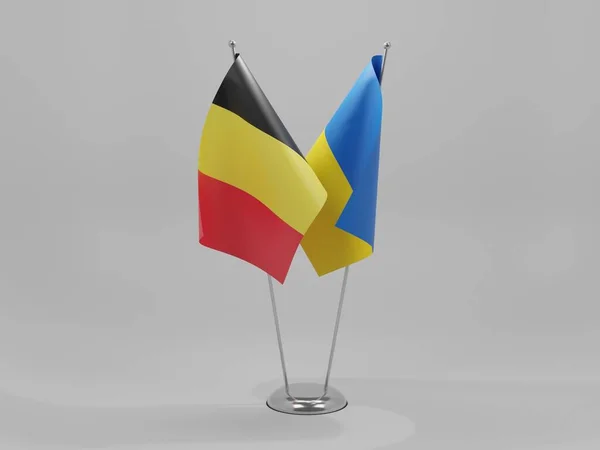 Ukrajna Belgium Együttműködési Zászlók Fehér Háttér Render — Stock Fotó