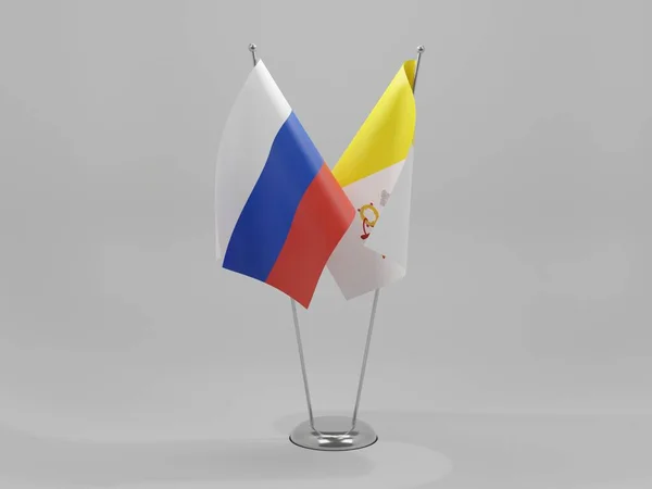 Vatican City Russia Cooperation Flags White Background Render — стокове фото