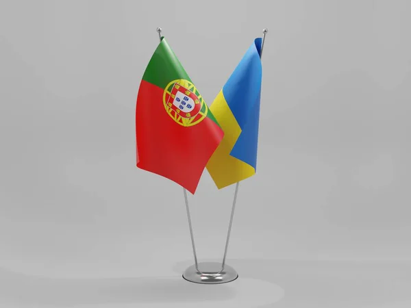 Ukraine Portugal Cooperation Flags White Background Render — 스톡 사진