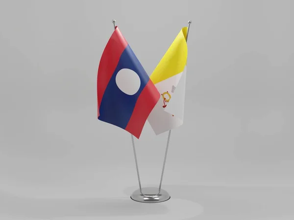 Vaticaanstad Laos Samenwerking Vlaggen Witte Achtergrond Render — Stockfoto
