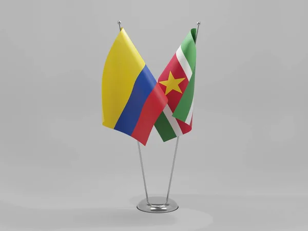 Suriname Drapeaux Coopération Colombie Fond Blanc Render — Photo