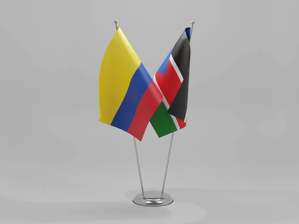 Sudán Del Sur Colombia Banderas Cooperación Fondo Blanco Render —  Fotos de Stock