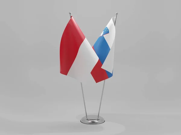 Eslovenia Banderas Cooperación Mónaco Fondo Blanco Render — Foto de Stock