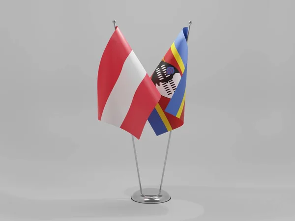 Suazi Austria Flagi Współpracy Białe Tło Render — Zdjęcie stockowe