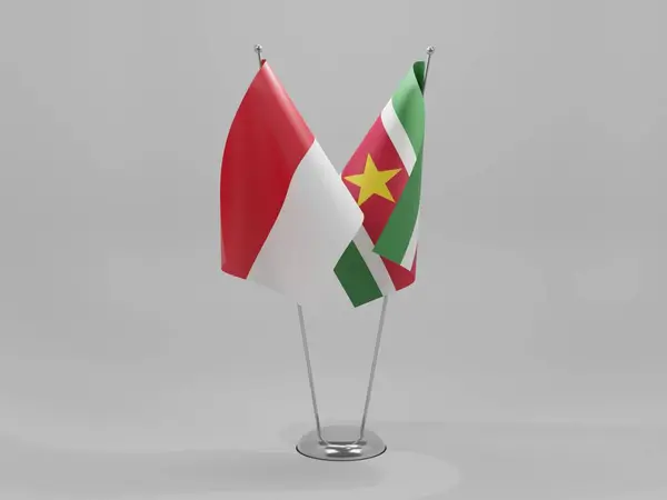 Suriname Monacói Együttműködési Zászlók Fehér Háttér Render — Stock Fotó