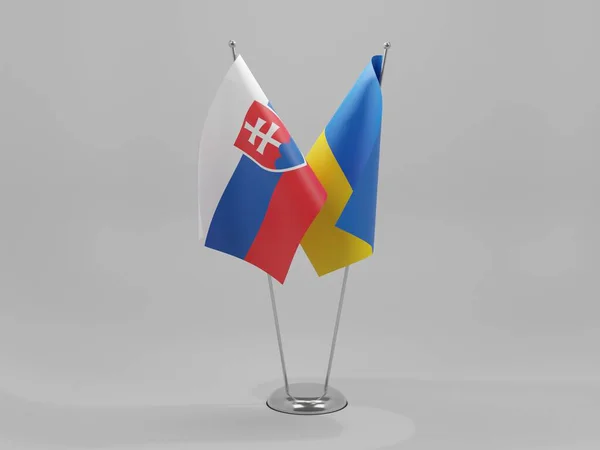 Ukraine Drapeaux Coopération Slovaquie Fond Blanc Render — Photo