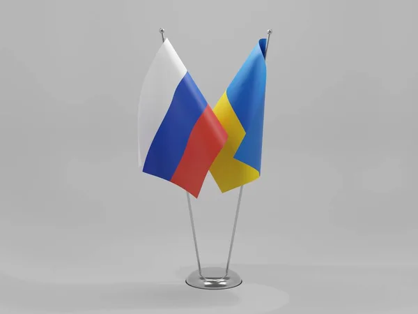 Ukraine Russia Cooperation Flags White Background Render — стокове фото