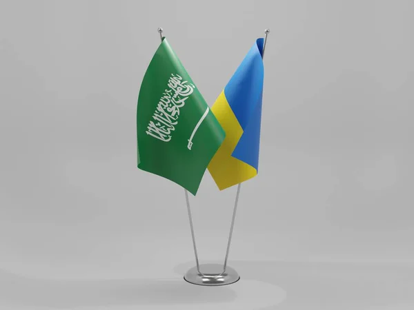 Ucrânia Arábia Saudita Bandeiras Cooperação Fundo Branco Render — Fotografia de Stock