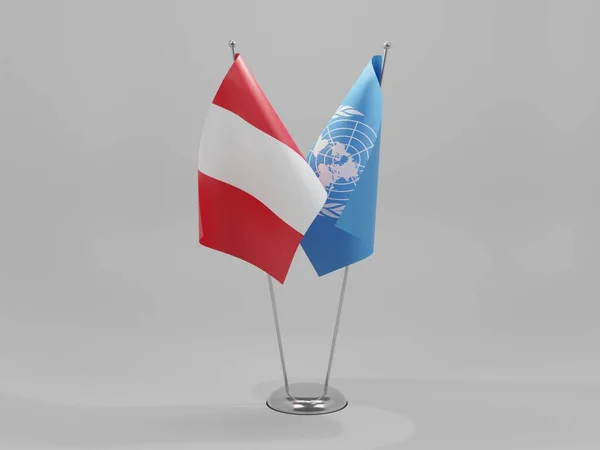 Nações Unidas Bandeiras Cooperação Peru Fundo Branco Render — Fotografia de Stock