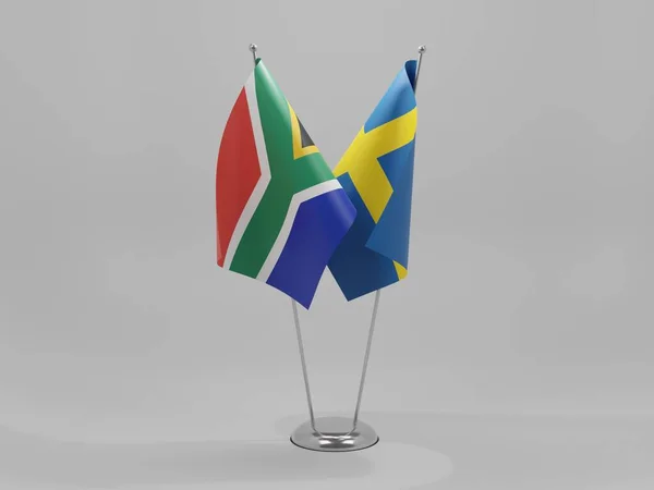 Svédország Dél Afrikai Együttműködés Zászlók Fehér Háttér Render — Stock Fotó