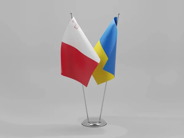 Ukraine Malta Cooperation Flags White Background Render — стокове фото