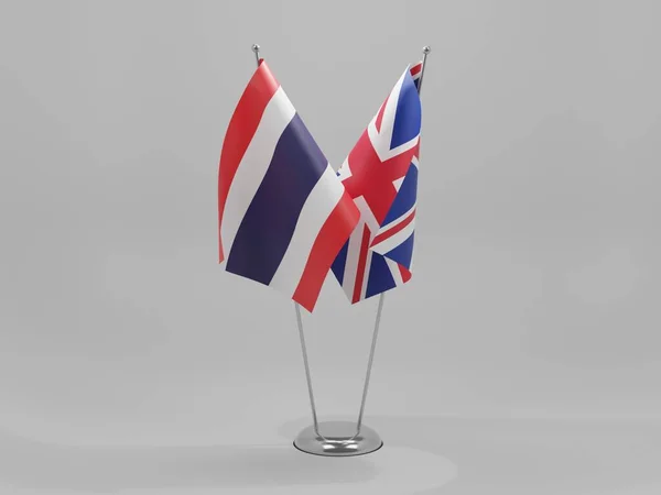 Reino Unido Tailândia Bandeiras Cooperação Fundo Branco Render — Fotografia de Stock