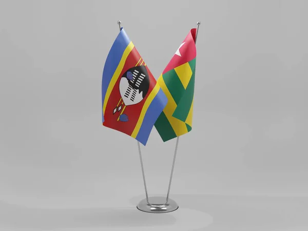 Togo Banderas Cooperación Suazilandia Fondo Blanco Render —  Fotos de Stock