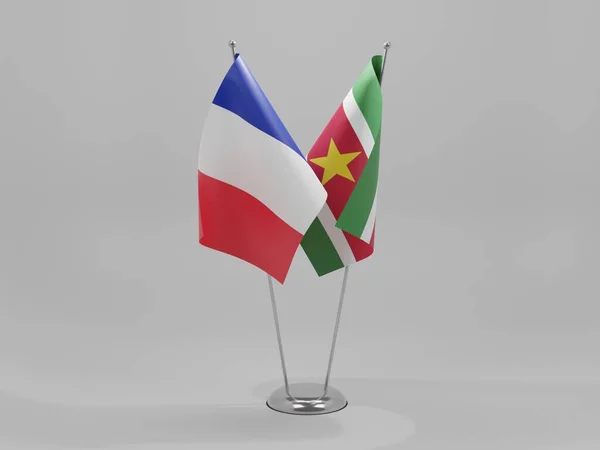 Suriname Franciaország Együttműködési Zászlók Fehér Háttér Render — Stock Fotó