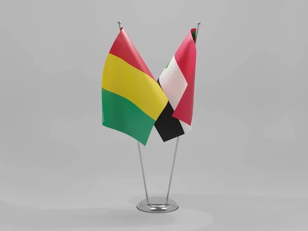 Súdán Guinea Vlajky Spolupráce Bílé Pozadí Vykreslování — Stock fotografie