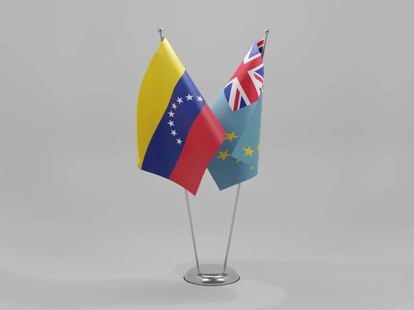 Tuvalu Venezuela Banderas Cooperación Fondo Blanco Render —  Fotos de Stock