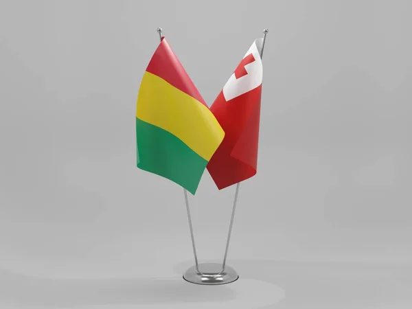 Tonga Guinea Cooperation Flags White Background Render — Stock Photo, Image