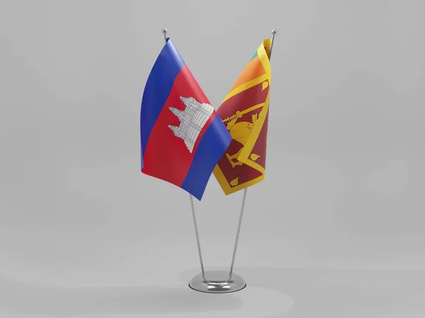 Sri Lanka Kambodscha Kooperationsflaggen Weißer Hintergrund Render — Stockfoto