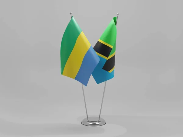 Танзанія Габон Співпраця Прапори Білий Фон Рендер — стокове фото