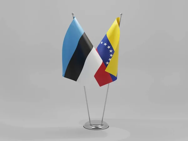 Venezuela Estonie Drapeaux Coopération Fond Blanc Render — Photo