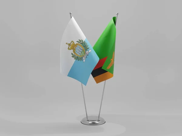 Sambia San Marino Kooperationsfahnen Weißer Hintergrund Render — Stockfoto